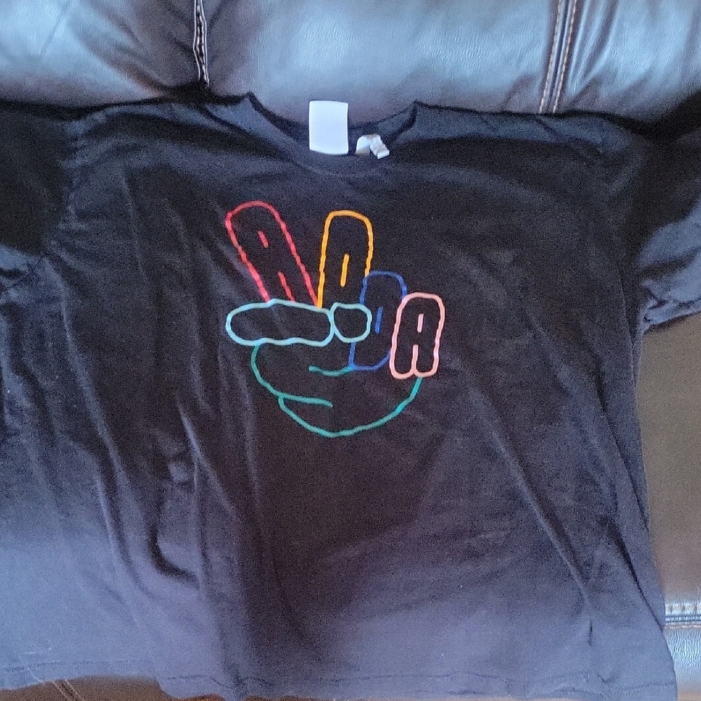 adidas Black Men's Tee with Multicolor Peace Sign